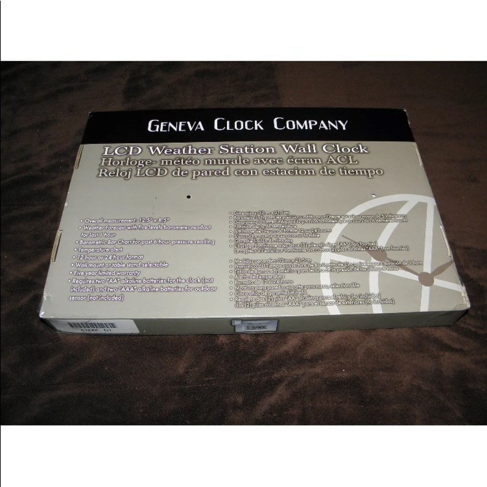 Geneva Clock Wireless Weather Station Clock NIB - Picture 3 of 3